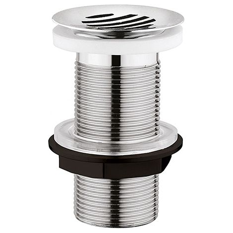 Edouard Rousseau – Bonde de lavabo chromée avec grille à écoulement libre – Spécial vasques sans trop plein – Hauteur 100 mm – Diamètre 63 mm – Sortie 33x42