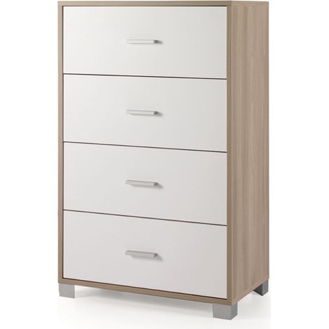 Cassettiera in legno 70x122h cm con 4 cassetti Olmo Chiaro - LUCILLA (1/3)