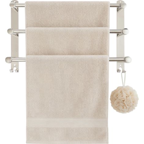 Toallero de acero inoxidable para el baño, barras retráctiles para toallas de pared, adhesivas y niveladas, sin necesidad de taladrar, para cocina y hotel (1/5)