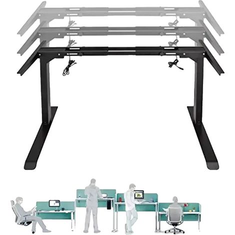 Cadre de Bureau Debout, Hauteur Réglable 27"-46", Capacité de Charge 264 lbs, Vitesse de Levage 32 mm/s, Taille de Plateau Adaptée 45.2"-70.8", Matériau Acier Laminé à Froid (1/5)