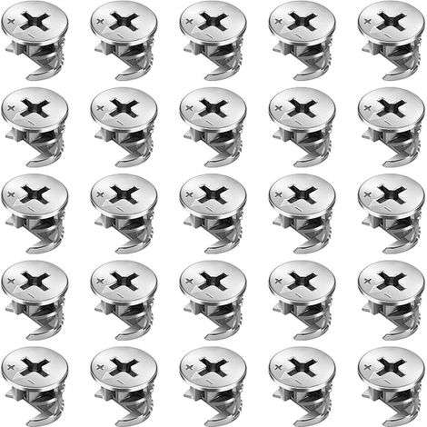 connecteurs excentriques pour meubles, 15 x 12 mm, en alliage de zinc, pour armoire, tiroir, commode, armoire, panneau de connexion (argenté) (1/2)