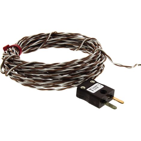 Thermocouple type T Ø 7/0.2mm, L 5m, +250°C max à Fiche mâle miniature ( Prix pour 1 )