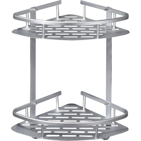 YMYNY Etagere Douche Sans Percage, Etagere Salle de Bain Aluminium, Rangement Douche Antirouille, Etagere Angle Salle de Bain avec 2 crochets (1/5)