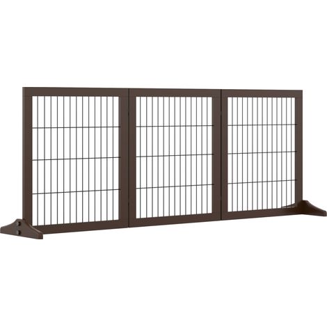 Cancelletto per cani autoportante in legno di pino marrone 185 x 36 x 71 cm (1/4)