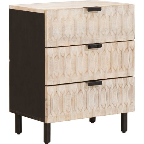Bedside Cabinet White 50 x 33 x 62 cm Solid Mango Wood vidaXL