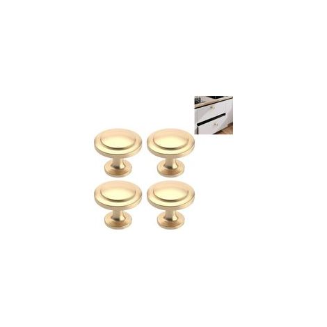 Lot de 4 Bouton de Meuble Bouton Porte Cuisine Rond Boutons de Porte Alliage de Zinc Bouton Porte Placard Or Bouton Porte Poignée Cuisine (1/5)