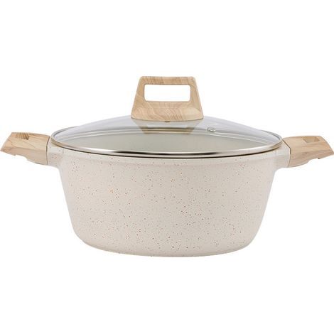 Set aus antihaftbeschichteten Keramiktöpfen mit Deckeln, gesund, weiß. (1/5)