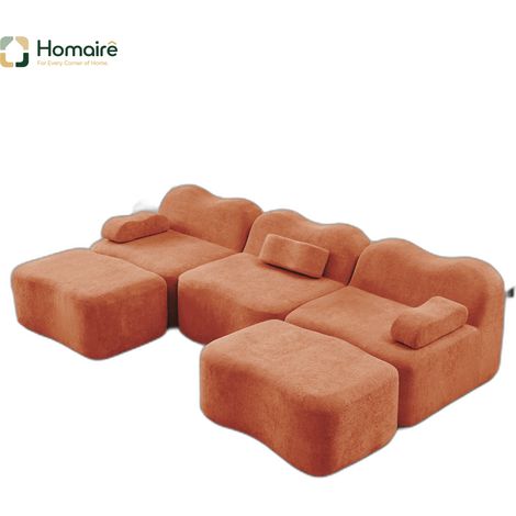 Canapé modulable en velours orange avec accoudoirs 288 x 167 x 70 cm HOMAIRE (1/5)