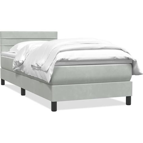 Maison Exclusive - Cama box spring con colchón terciopelo gris cl (1/5)