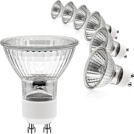 Lot de 6 Ampoule halogène GU10,50W,blanc chaud 2700K,dimmable,pour spot rail,hotte aspirante (1/5)
