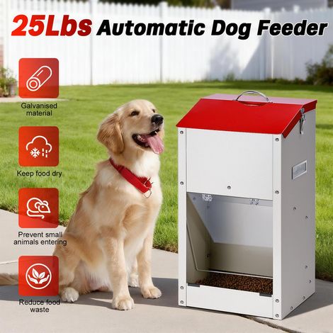 Distributeur de croquettes automatique pour chien 25Lbs en acier galvanisé, mangeoire anti-nuisibles pour usage intérieur et extérieur (1/5)