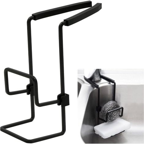 Porta-spugne da cucina sospeso - Supporto per lavello in metallo impermeabile, non richiede fori, contenitore per lavello per spugne, spazzole per sapone, contenitore per scarico, spugne, strofinacci,