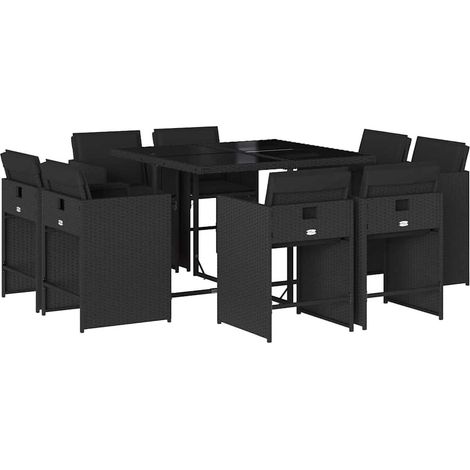 Maison Exclusive - Set de comedor de jardín 9 pzas y cojines ratá (1/5)