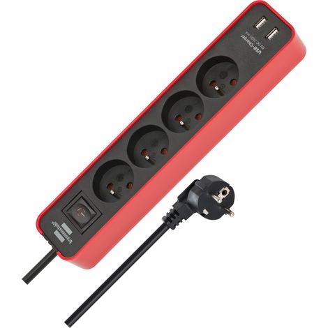 Bloc multiprise Ecolor 4 Prises 2 Ports USB Interrupteur 1,5m (1/5)
