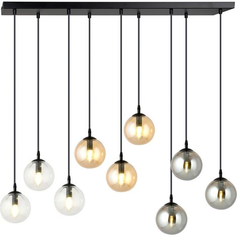 Lustre Emibig Cosmo 9xE14 noir métal verre multicolore (1/5)
