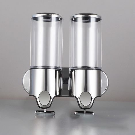 Distributeur de savon mural ml x pour les mains à double tête liquide gel douche shampo 500 2 transparent (1/5)