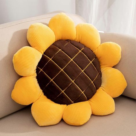 Coussin de sol fleuri, coussin doux en forme de tournesol, tapis décoratif, coussins (19'') (1/4)