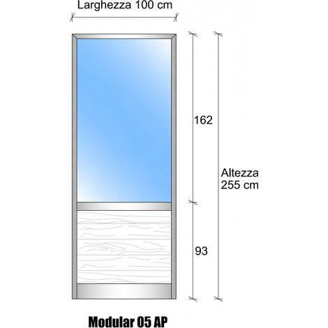 Modulo Continuativo Parete Divisoria in Vetro Trasparente Alluminio e Perline 1 Traversa Bassa - H2550xL1000 mm Colore Marrone RAL 8017 - ITALFROM (1/3)