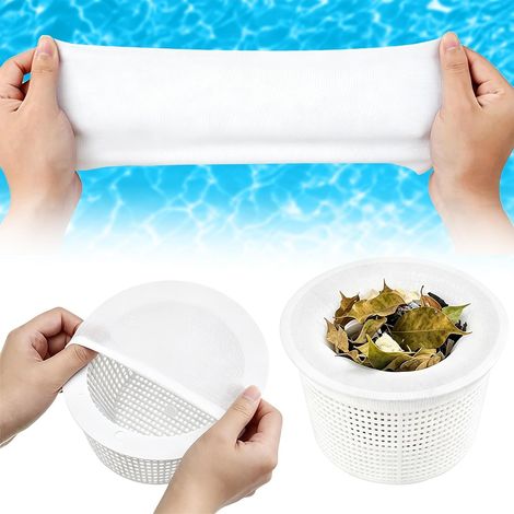 Chaussette Skimmer Piscine 10 Pièce, Réutilisable Chaussette Filtre Piscine, Prefiltre Panier Skimmer Nylon Élastique avec Maillage Ultra-Fin, Chaussettes d'écumeur de Piscine pour Débris et Saleté (1/5)