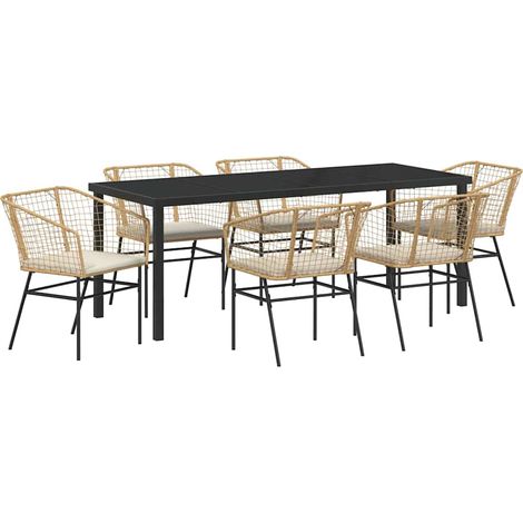 Maison Exclusive - Set da Pranzo per Giardino 7 pcs Marrone polyrattan