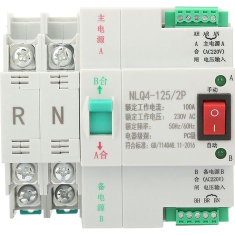Interrupteur Bipolaire de Transfert Automatique 100A, 230V AC, 63/80/100A, Double Alimentation (1/5)