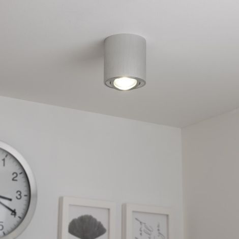Runder Aufbaustrahler schwenkbar Deckenbeleuchtung - Farbe: Alu-gebürstet - LED Leuchtmittel: GU10 5W Neutralweiß 230V dimmbar 40°