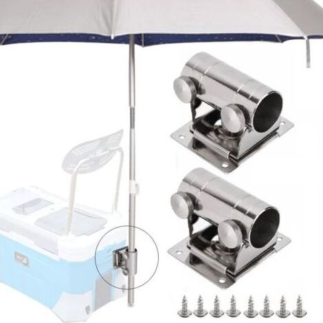 2 Pack Adjustable Stainless Steel Parasol Stand, Balcony Parasol Stand, Umbrella Holder, Fishing Parasol Umbrella Holder with Mounting Plate and Screws (1/4)