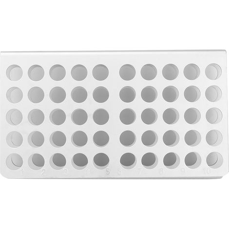 soporte de tubo de aluminio oxidado en forma de Z, 50 orificios de 1,2 cm, superficie pulida, base ancha, para laboratorio químico. (1/5)