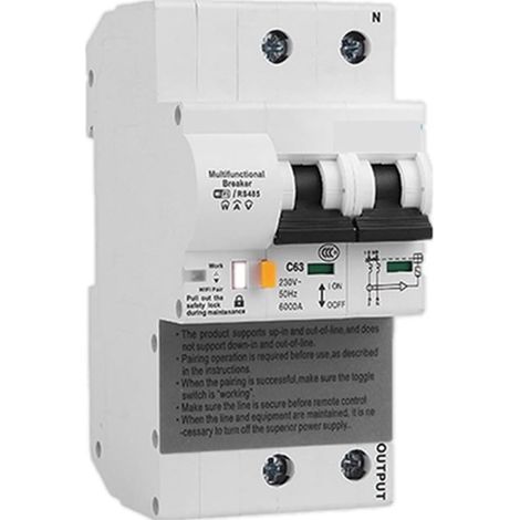 Moniteur d'énergie domestique intelligent Disjoncteur WiFi 2P compteur de surveillance de l'énergie disjoncteur intelligent Compatible Lan contrôle maison intelligente Moniteur d'électricité en temps (1/5)