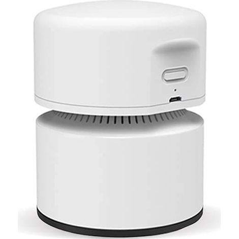 Mini aspirapolvere da scrivania senza fili, girevole a 360°, per pulire tastiera e ufficio - Bianco 10,5x8 cm (1/5)