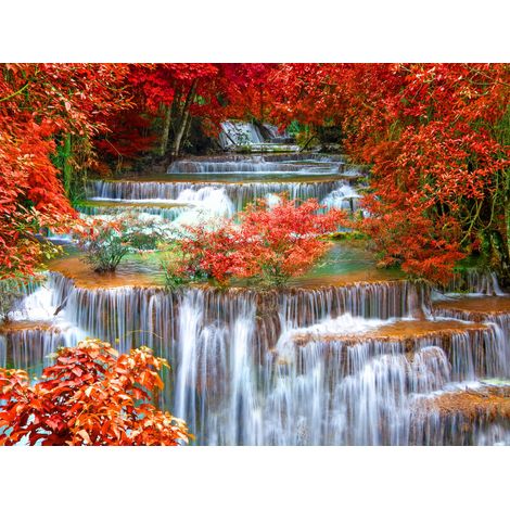 papier peint panoramique cascade rouge et vert - Sanders & Sanders (1/4)