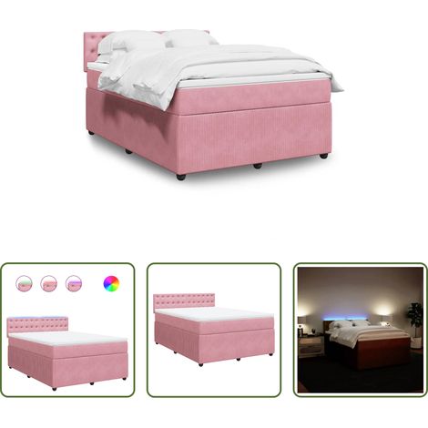 Matelas à ressorts ensachés - Sommier à lattes de lit avec matelas Rose 140x190 cm Velours (1/5)