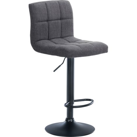 Sgabello da bar in stile contemporaneo x1 in tessuto trapuntato grigio chiaro con struttura in metallo nero 100006456