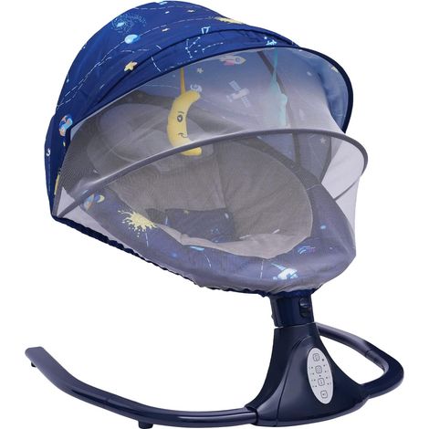 Transat Bebe, Fauteuil Bebe Transat balancelle, Angle réglable (45°/55°/65°), Fonction de minutage, Vitesse de Balancement réglable, pour Les bébés âgés de 0 à 20 Mois (Bleu) (1/5)