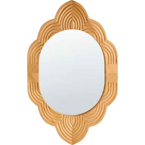 Espejo de pared marco de madera estilo tradicional 61 x 101 cm marrón claro Fresville (1/5)