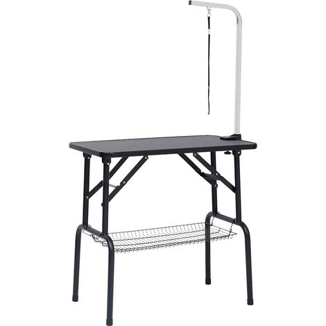 vidaXL Mesa de aseo ajustable para perros con 1 lazo y cesta (1/2)