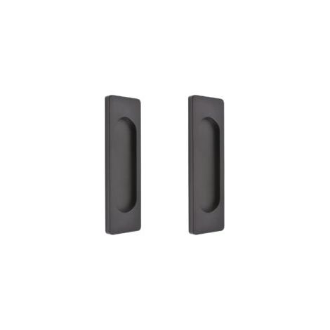 Poignées de porte coulissantes auto-adhésives rectangulaires Sollbry (lot de 2), en alliage d'aluminium, sans perçage, pour portes coulissantes de style grange (noir mat, 100 mm) (1/4)
