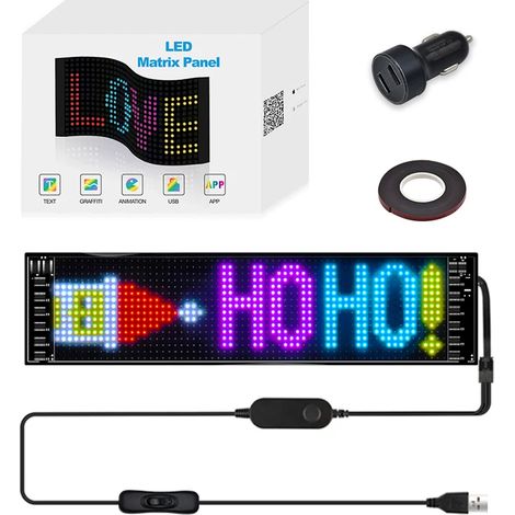 (16x64 LED 9x37 CM) Panneau matriciel de pixels LED, haute luminosité défilante, contrôle par application Bluetooth. (1/5)