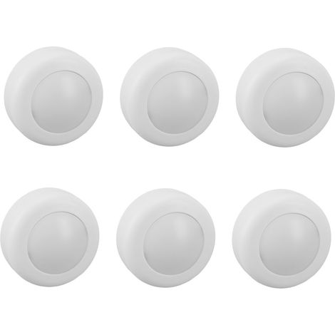 Lot de 6 spots LED ronds à intensité variable avec télécommande, pour éclairage sous meuble, placard ou comptoir (blanc). (1/5)