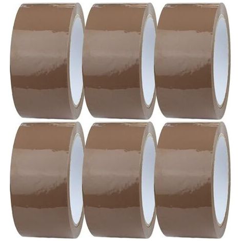 AHLSEN 6 x Rouleau de Ruban Adhésif Marron 44mm x 100m Ruban Adhésif d'emballage pour des Boîtes, des Envois, Déménagement Ruban Adhésif Transparent pour Colis & Emballage (1/5)