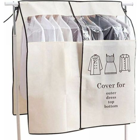 (Beige) Clothes Cover 90×110cm Dustproof Clothes Cover Universal Clothes Cover (1/4)