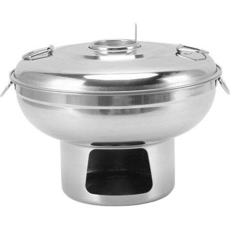 Set aus 2 Holzkohle-Fondue-Sets, Edelstahl, kleinem Trockeneisbehälter, für eine Person, Milchtee-Kanne, silberfarben (1/5)