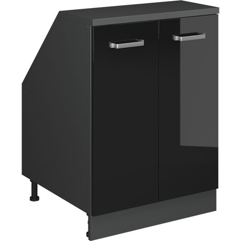 Armario para techo inclinado Rion, Negro brillo intenso, 60 x 81.6 cm con 2 puertas, 60 cm de profundidad, Vicco (1/5)