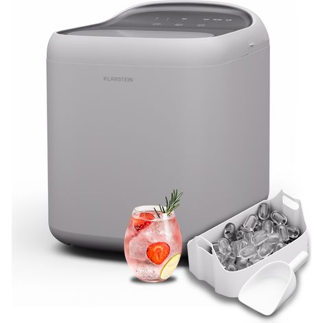 Klarstein SparkIce machine à glaçons - 15 kg/24 h, 6 min, 2 tailles, nettoyage auto, tactile, pelle incluse, machine à glaçons maison, petite machine à glaçons, blanc