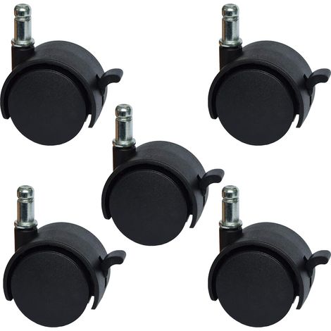 Roulettes de rechange pour chaise de bureau ou tabouret de 5,1 cm - avec frein (lot de 5) (1/5)