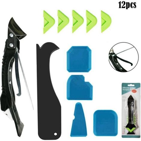 KLVGTIFS PU - Kit d'outils 5 en 1 pour retirer le mastic silicone - Comprend un correcteur de silicone et un grattoir à bouchons - 13 pièces (1/5)