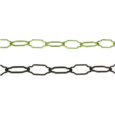 Catena sagomata per lampadari - Specifiche: Ø mm 2,5x44x20 in ferro ottonato - 10 mt