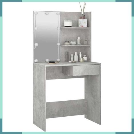Coiffeuse - 808805 - Gris béton - avec LED - Bois d'ingénierie et acrylique (1/5)
