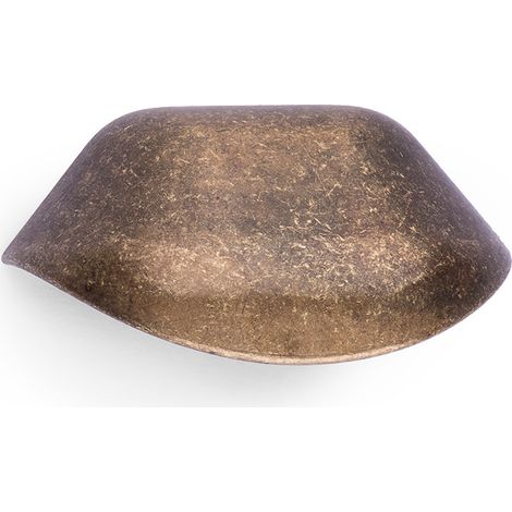 Concha de zamak con acabado cuero viejo, dimensiones:80x32x40mm y entrepuntos:64mm -