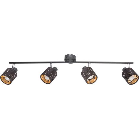 Decken Strahler verstellbar Dekor Stanzung Wohn Zimmer Samt Lampe schwarz gold